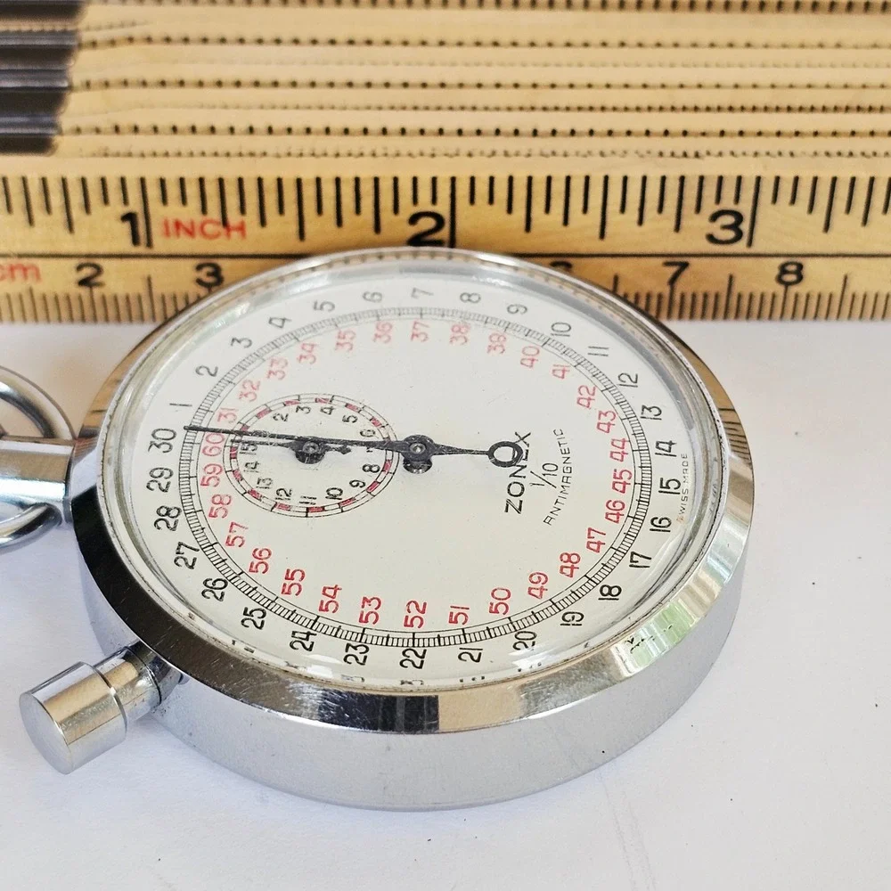 Vintage Zonex Stopwatch Swiss Made 1/10 Antimagnetic Mechanical Analog Timer